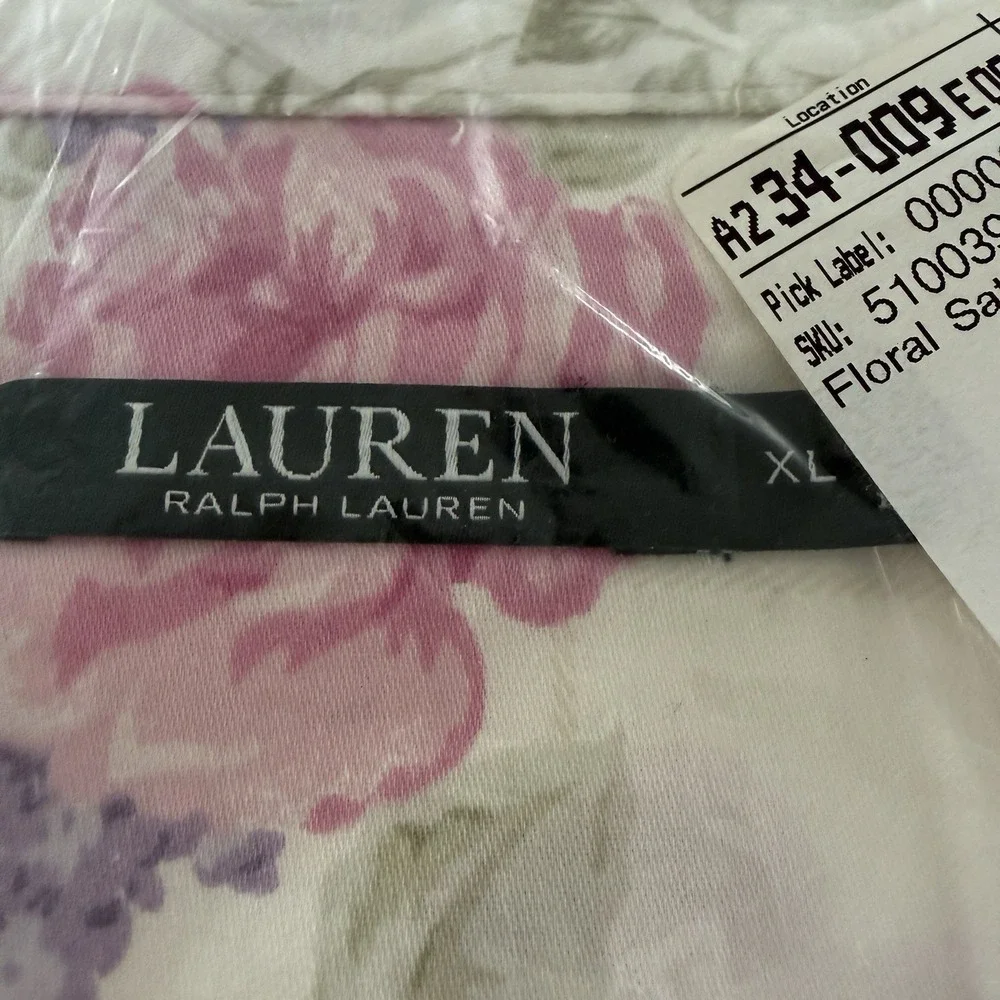 NWT Lauren Ralph Lauren Women's Floral Pajama Set XL Ivory/Pink Cottage Core